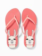 Old Navy Womens Patterned Flip-flops For Women Llama Size 9