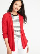 Old Navy Womens Textured-knit Open-front Sweater For Women Cosmic Rouge Size S