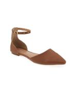 Old Navy Ankle Strap Dorsay Flats For Women - Cognac Brown