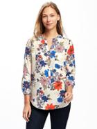 Old Navy Relaxed Printed Lightweight Blouse For Women - White Floral