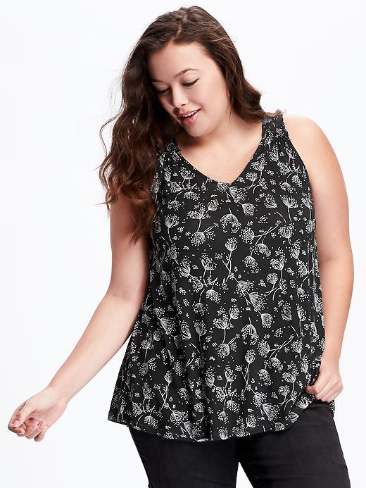 Old Navy V Neck Plus - Black Floral