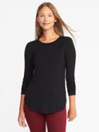 Old Navy Luxe Curved Hem Crew Neck Tee For Women - Black