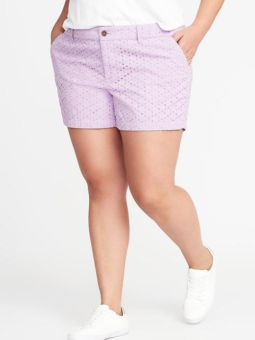 Old Navy Womens Mid-rise Plus-size Everyday Eyelet Shorts (5) Lavenderlicious Size 18