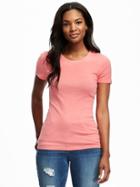 Old Navy Fitted Crew Neck Tee For Women - Pink Taffy