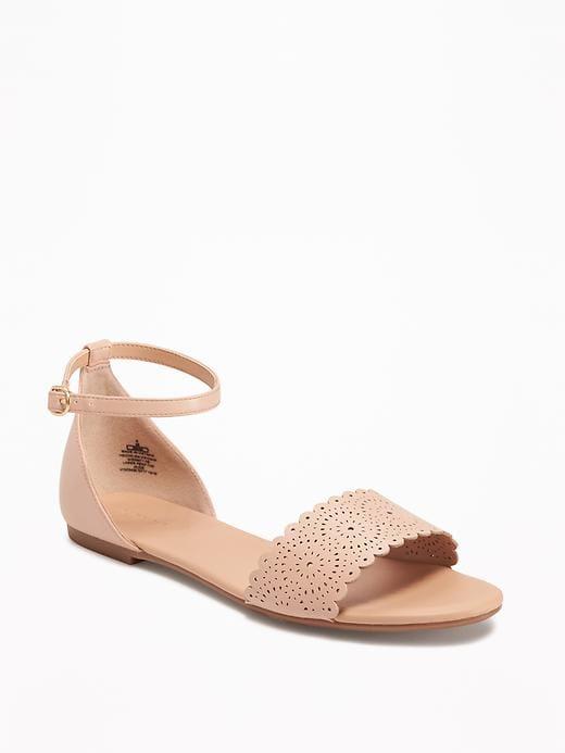 Old Navy Womens Laser-cut Peep-toe Sandals For Women Nude Size 8