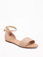 Old Navy Womens Laser-cut Peep-toe Sandals For Women Nude Size 8