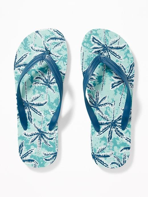 Old Navy Mens Graphic Flip-flops For Men Blue Palm Size 8/9