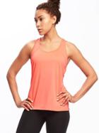 Old Navy Go Dry Cool Semi Fitted Mesh Racerback Tank For Women - Coral Pink Neon