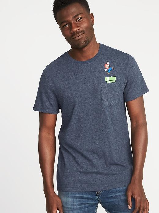 Old Navy Mens Super Mario Graphic Pocket Tee For Men Mario Size M