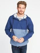 Old Navy Mens Color-blocked Built-in Flex Pullover Jacket For Men Blue Colorblock Size L
