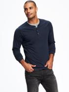 Old Navy Jersey Raglan Sleeve Henley Tee For Men - Big Navy