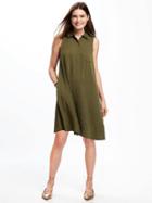 Old Navy Sleeveless Swing Shirt Dress For Women - I Think Olive