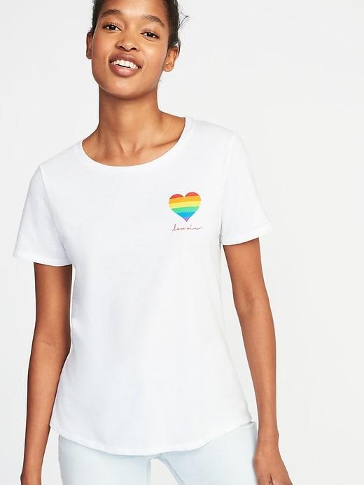 Old Navy Womens Everywear Graphic Pride Tee For Women Bright White Size L