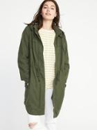 Old Navy Womens Hooded Twill Utility Jacket For Women Matcha Green Size M