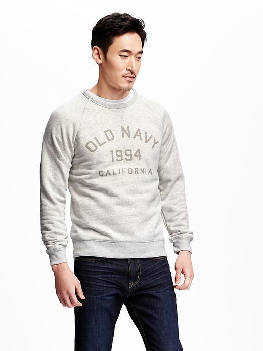 Old Navy Logo Crew Neck Fleece Sweatshirt For Men - Heather Oatmeal