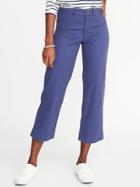 Old Navy Womens Mid-rise Cropped Wide-leg Chinos For Women Blue Size 0