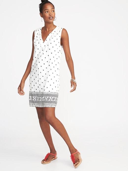 Old Navy Womens Sleeveless Tie-neck Shift Dress For Women White Size Xxl