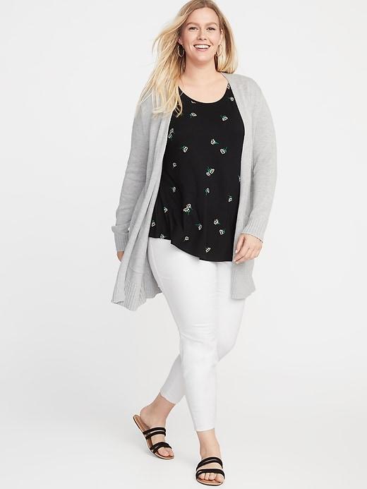 Long-line Plus-size Open-front Sweater