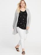 Long-line Plus-size Open-front Sweater