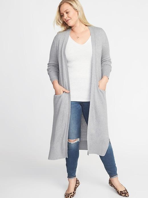 Old Navy Womens Super-long Plus-size Open-front Sweater Gray Size 1x