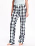 Old Navy Printed Poplin Sleep Pant For Women - Mint Plaid