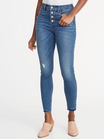 Old Navy Womens High-rise Secret-slim Pockets Button-fly Rockstar Ankle Jeans For Women Birdie Size 20