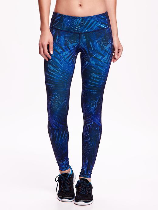 Old Navy Patterned Compression Leggings For Women - Blue Palm