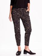 Old Navy Womens Mid Rise Harper Trousers Size 16 Tall - Brown Leopard