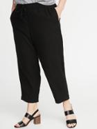 Mid-rise Plus-size Linen-blend Cropped Pants