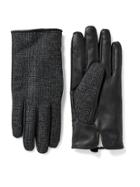 Old Navy Tweed/faux Leather Gloves For Men - Black