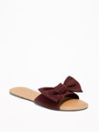 Old Navy Womens Sueded Bow-tie Slide Sandals For Women Wine Purple Size 7