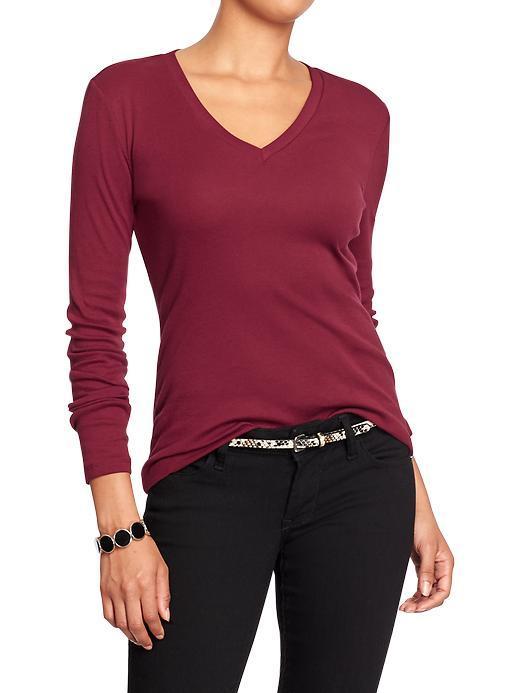 Old Navy Womens Perfect V Neck Tees - Gosh Garnet