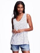 Old Navy Relaxed Split Hem Printed Top For Women - White