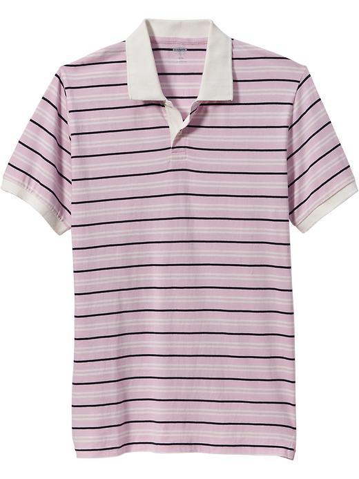 Old Navy Mens Striped Jersey Polos Size Xxl Big - Pink Stripe
