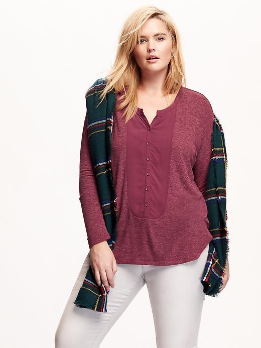 Old Navy Womens Plus Sweater Knit Henley Size 1x Plus - Red Velvet
