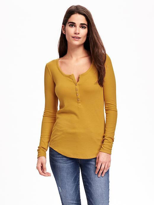 Old Navy Rib Knit Henley For Women - Gold Bars