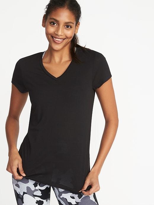Old Navy Womens Ultra-light V-neck Performance Tee For Women Black Size S