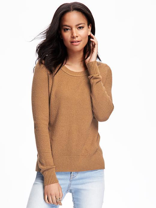 Old Navy Hi Lo Textured Pullover For Women - Camel
