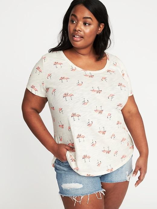 Old Navy Womens Everywear Printed Plus-size Scoop-neck Tee Flamingo Size 3x