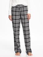 Old Navy Flannel Drawstring Sleep Pants For Women - Black Plaid