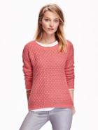 Old Navy Womens Popcorn Stitch Sweater Size L Tall - Coral Pink