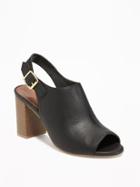 Old Navy Peep Toe Booties For Women - Blackjack