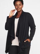 Old Navy Womens French-terry Plus-size Open-front Sweater Black Size 1x
