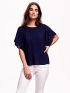 Old Navy Cropped Flutter Tops - Navy