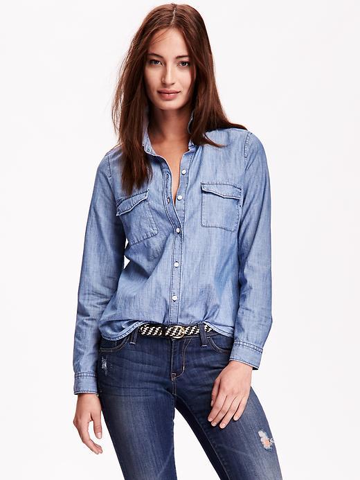 Old Navy Classic Chambray Shirt - Medium Wash