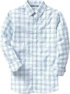 Old Navy Mens Everyday Classic Regular Fit Shirts - Barbados Blue Plaid