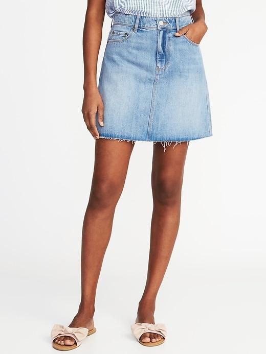 Old Navy Womens Denim A-line Mini Skirt For Women Light Wash Size 18