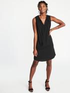 Old Navy Womens Sleeveless Tie-neck Shift Dress For Women Black Size L