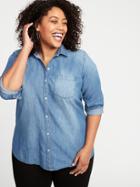 Classic Chambray Plus-size Shirt
