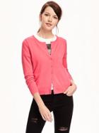Old Navy Button Front Crew Neck Cardi For Women - Pink A Boo